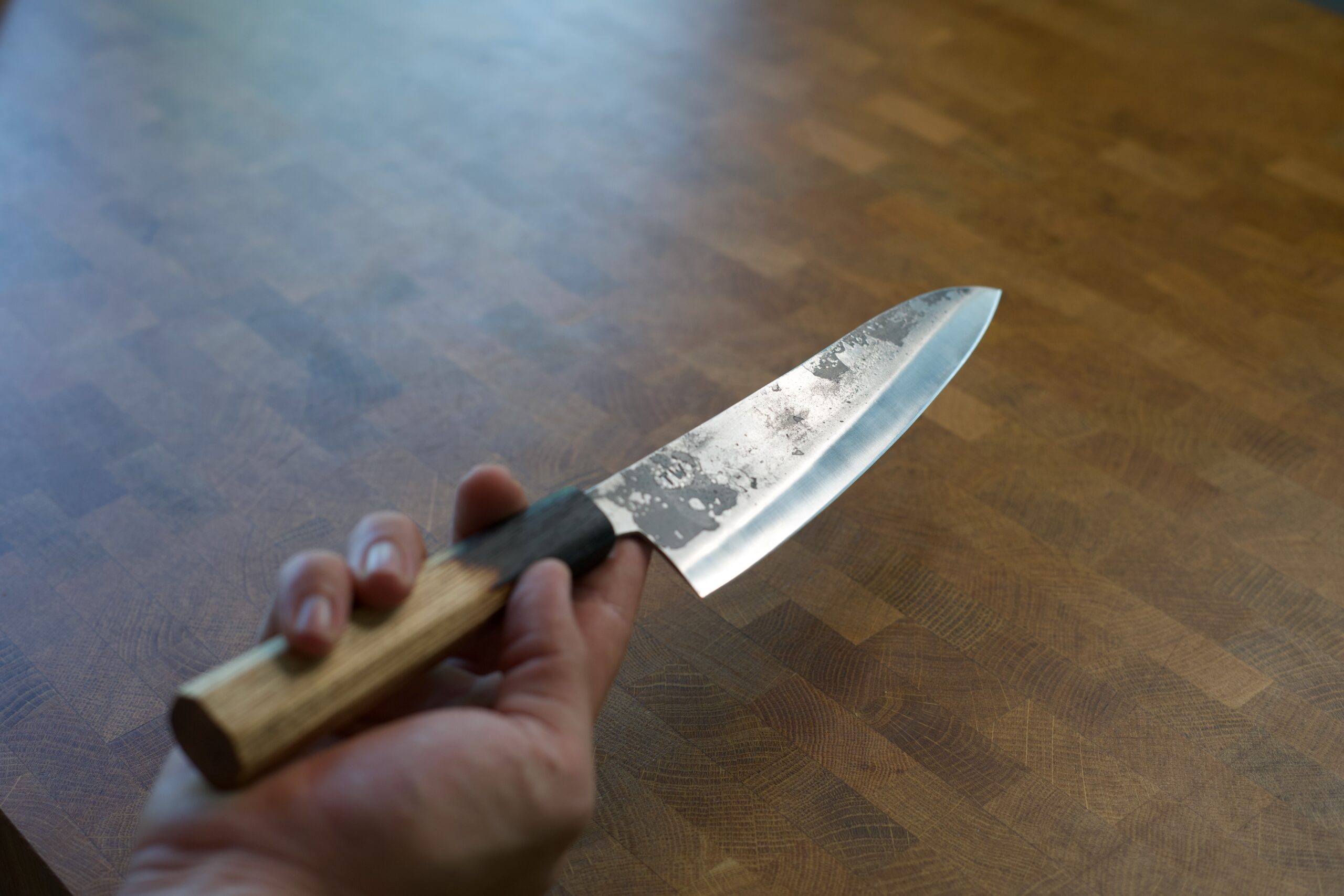 TW Handgeschmiedetes Carbonstahl Kochmesser Prototyp – Bild 6
