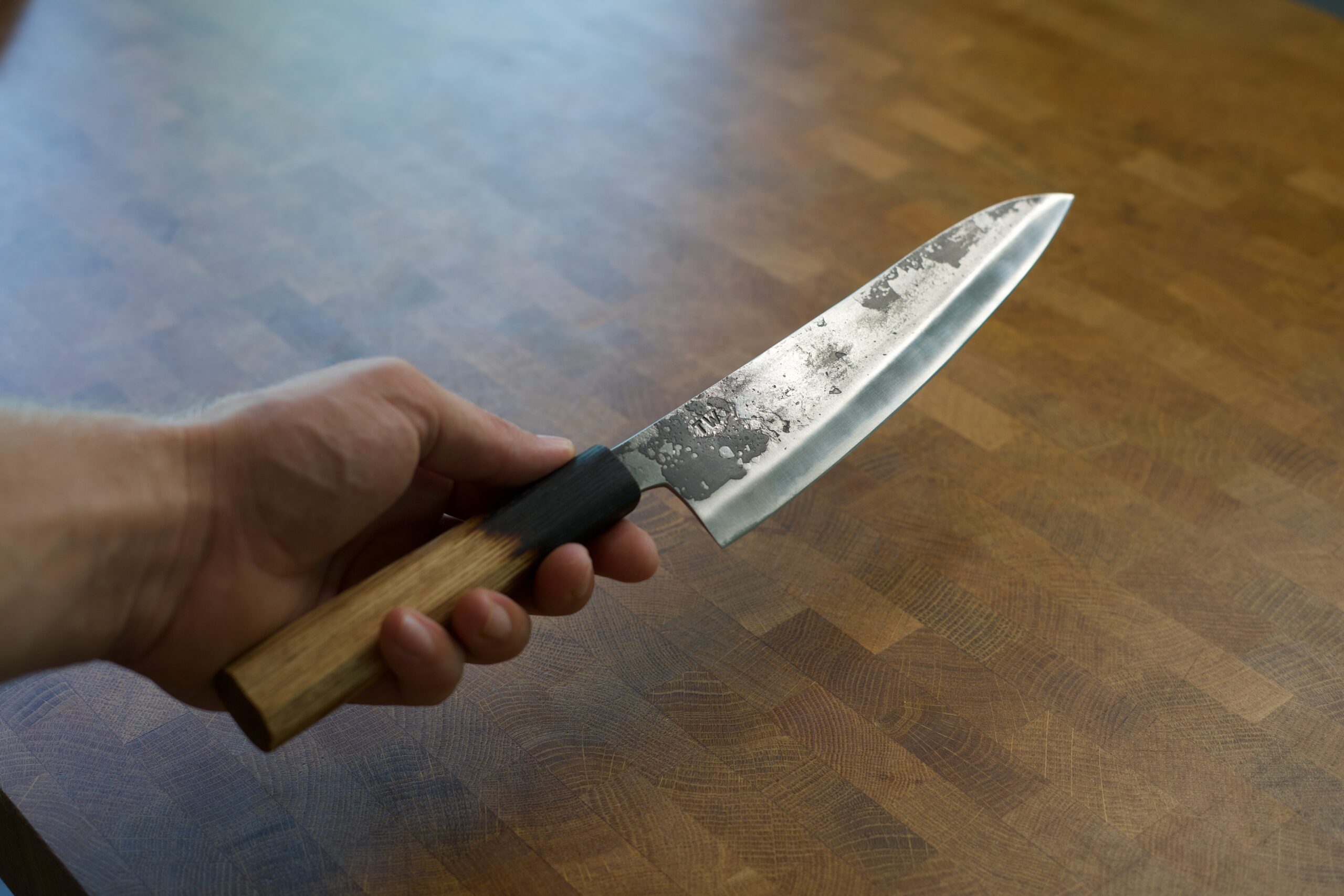 TW Handgeschmiedetes Carbonstahl Kochmesser Prototyp – Bild 2