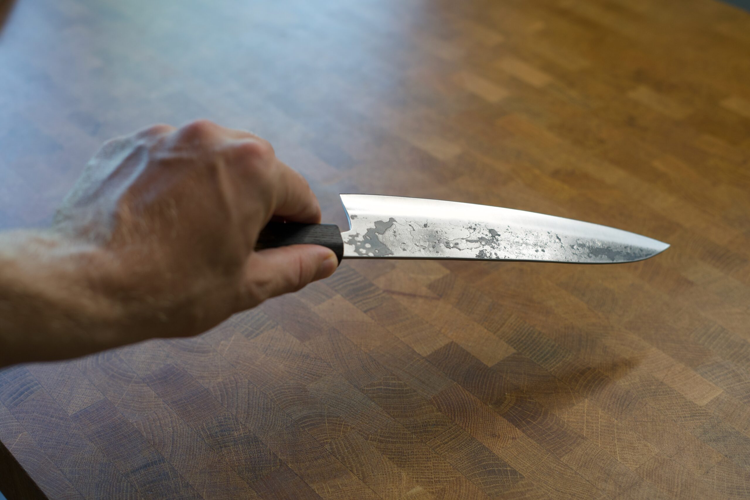 TW Handgeschmiedetes Carbonstahl Kochmesser Prototyp – Bild 7